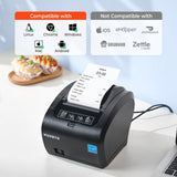 MUNBYN Bluetooth Thermal Receipt Printer P047, 80mm POS Printer, Thermal Printer with USB Serial Ethernet, Bluetooth, Support Android Windows PC (Do Not Support iOS Paypal Doordash Grubhub Vagaro) MUNBYN