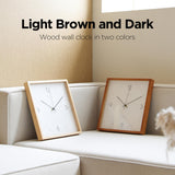 mooas Wooden Frame Flatwood Wall Clock,12" Wood Wall Clock Non-Ticking Sweep Movement Decorative Wall Clock Battery Operated Wall Clock for Home Living Room Kitchen Bedroom Office School(Dark Brown) mooas