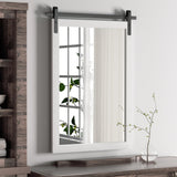 Farmhouse Bathroom Mirror, White Rustic Vanity Mirror Wood Framed Decrative Mirrors, Barn Door Style Decor Entryway Bedroom 22x30INCH Horizontal PAIHOME