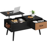 Yaheetech Lift Top Coffee Table for Living Room, Wooden Small Center Tables with Large Storage Shelf Drawer and Hidden Compartment Modern, Black Yaheetech