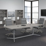 Bush Business Furniture Conference Table for 6-8 People with Sturdy Metal Base | Boat Shaped 8 Foot Meeting Desk for Office Boardrooms, 96W x 42D, Platinum Gray Bush Business Furniture