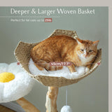 PAWZ Road Cat Tree for Indoor Cats Large Adults, 59 Inches Modern Cat Tower with Large Basket and Hammock, Natural Solid Wood, Luxury Condo & Dual Perches, Modern Cat Furniture for Big Cats, White PAWZ Road