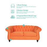 QHITTY Accent Sofa, Chesterfield Loveseat Modern Velvet Couch Upholstered Sofa with Tufted Back for Living Room Furniture (Orange) QHITTY