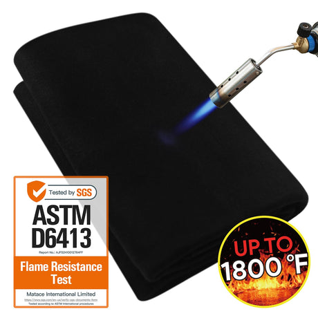 Matace 40x40 Inch Large Fireproof Welding Blanket & Pad, 5mm Thickened Fire Resistant Carbon Felt Cloth, Flame Retardant Fabric, Heat Shield for Grill Cover, Soldering, Firepit, Smoker, Black Matace