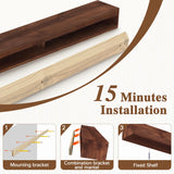 Eshoma Fireplace Mantel, 72 in Handcrafted Mantel Shelf for Over Fireplace, Wood Mantel with Invisible Heavy Duty Wood Bracket, Floating Mantel Shelf, Brown Eshoma