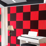 52 Pack Black red 1" x 12" x 12" Acoustic Wedge Studio Foam Sound Absorption Wall Panels XIN&LOG