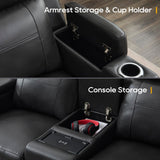 P.H.Furn Power Reclining Loveseat Sofa, Adjustable Headrest, Blue LED Lighting, Home Theater Seating with Storage, Cup Holders, USB, Wireless Charging, Living Room RV P.H.Furn