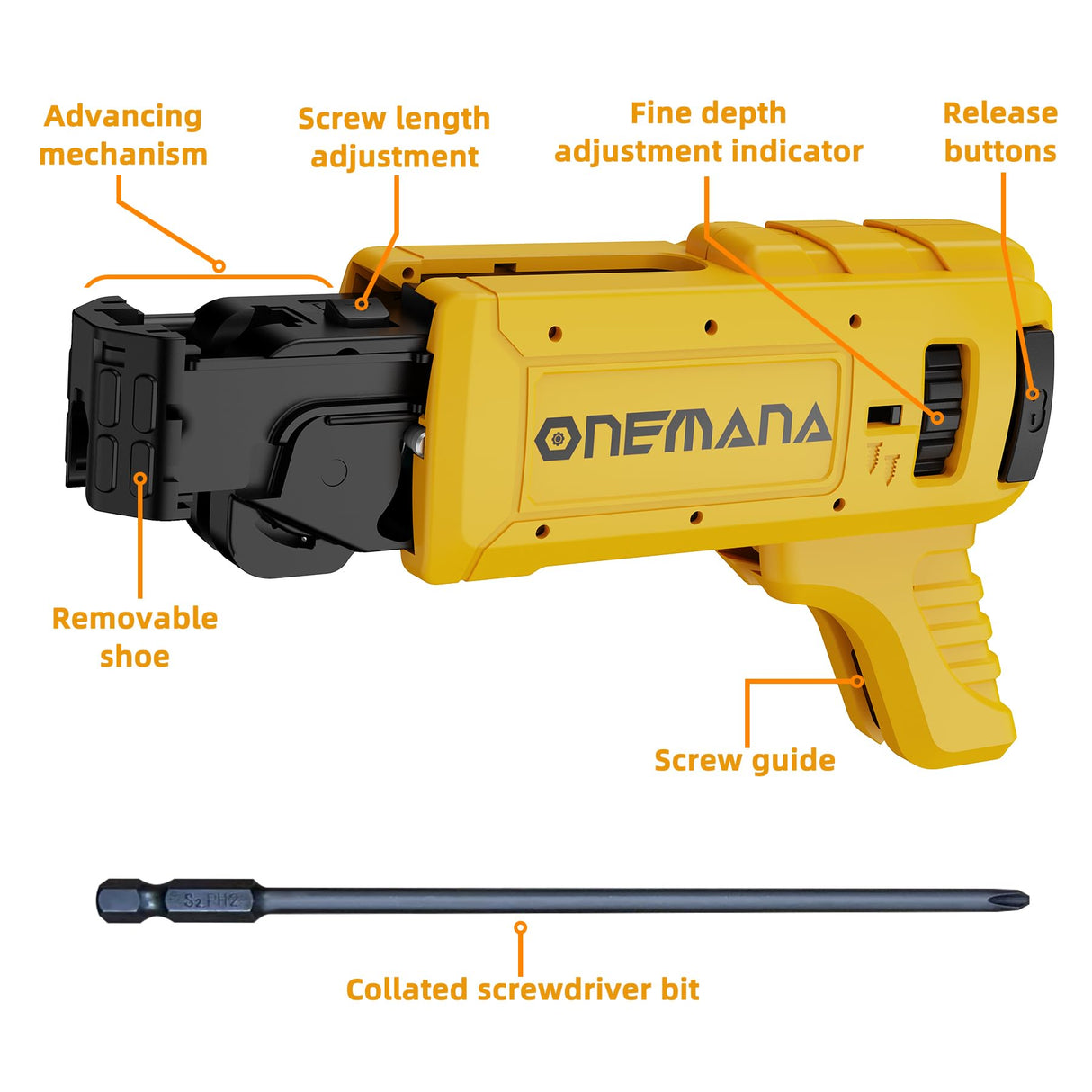 ONEMANA Collated Screw Gun Attachment, Suit For Dewalt DCF620 ONEMANA