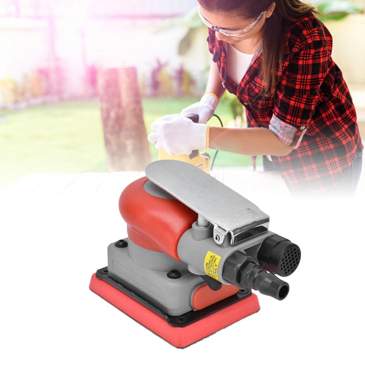 Pneumatic Sander, Alloy Steel Air Sanding Machine, Sandpaper Machines Air Sander Grinding Tools, High Speed Air Powered Sanders Polisher for Wood Metal Sanding, Car Waxing Luqeeg