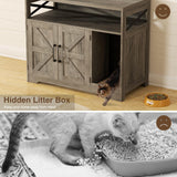 Halitaa Cat Litter Box Enclosure,Hidden Litter Box Furniture Cat Washroom with Cat Scratch Pad,Farmhouse Indoor Cat House End Table,Grey Halitaa