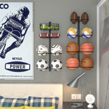 8 Tier Detachable Wall Mounted Basketball Rack,Vertical/Horizontal Football Holder,Holds 14 Balls DIY1/2/3/4 Soccer Stand,Height-Adjustable Ball Rack With Basket For Garage,Tool Room Feyejade