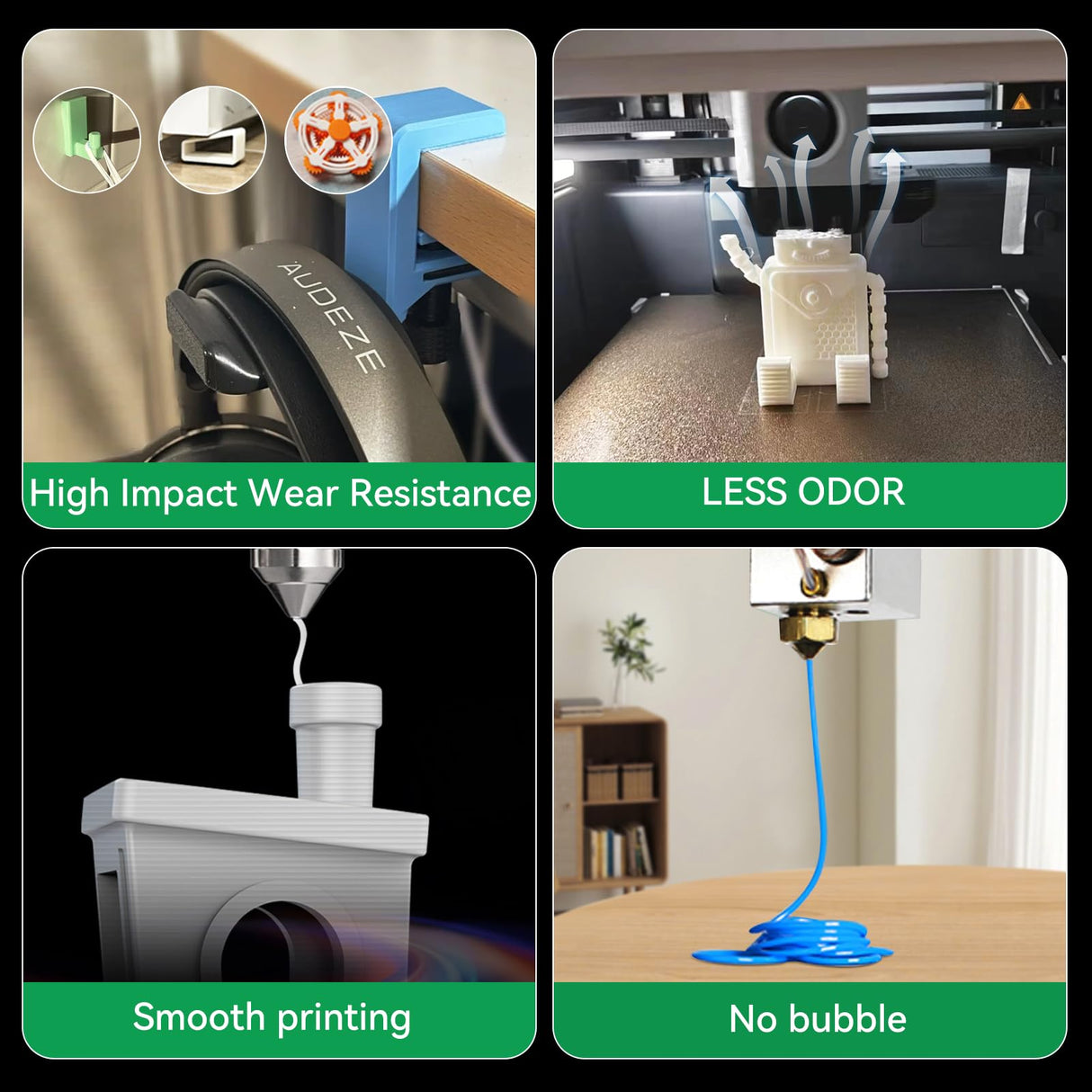CCTREE 3D Printer High Speed ABS Filament 1.75mm, ABS 1kg Spool (2.2lbs) Excellent Resistance, Odorless Strong&Durable Accuracy±0.03mm Easy Printing for Bambu P1S,X1 3D Printer Glow in Dark Green CCTREE