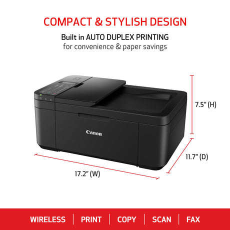 Canon PIXMA TR4720 All-in-One Wireless Printer, Home Use with Auto Document Feeder, Mobile Printing and Built-in Fax, Black Canon