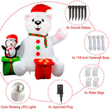 GUDELAK 6 Ft Christmas Inflatables Outdoor Decorations, LED Light Up Polar Bear and Penguin Inflatable Christmas Blow Up Yard Decorations for Garden Lawn Indoor Xmas Holiday Party Decor GUDELAK