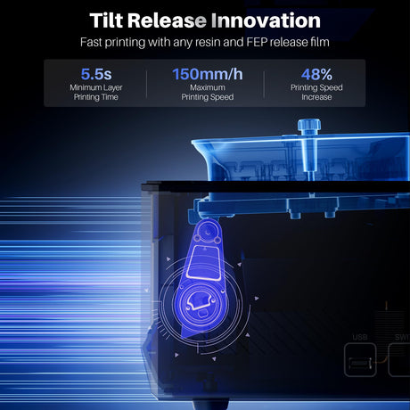 ELEGOO Mars 5 Ultra 9K MSLA Resin 3D Printer, Smart Mechanical Sensor, Fast Printing Up to 150mm/h, AI Camera, WiFi Cluster Printing, Automatic Leveling, Large Printing Size 6.04 * 3.06 * 6.49 inch ELEGOO