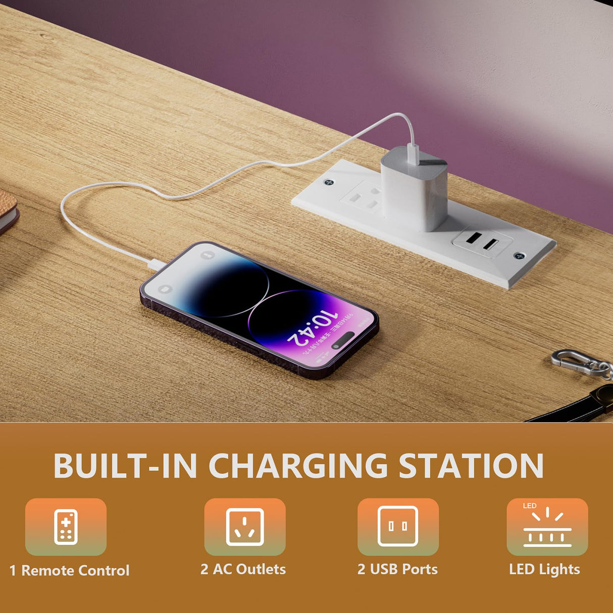 VASICAR White Dresser with LED Lights & Power Outlets, Dresser TV Stand with 8 Drawers for 55" TV, Fabric Chest of Drawers for Bedroom, Living Room, Entryway VASICAR