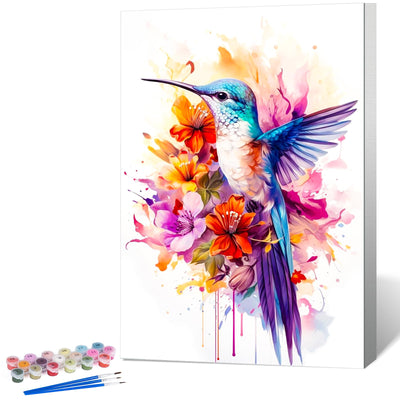 Framed Paint by Numbers Kit for Adults Beginner Hummingbird, Adult Paint by Number Kits on Canvas Framed Bird, DIY Acrylic Oil Painting by Numbers with Frame, Perfect for Home Decor Gift 8 X 12 Inch