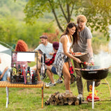 BBQ and Grill Caddy with Paper Towel Holder, Iron Steel Handle & 4 Hooks – Camper Accessories Condiment Caddy – Plates, Cutlery and BBQ Organizer for Camping Outdoor Grilling Tool Accessories ZDDLOINP