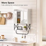HOOBRO Medicine Wall Cabinet with Mirror, Bathroom Storage Cabinet with Hidden Space and Towel Bar, Double Mirrored Doors, Detachable Shelf, for Bathroom, Living Room, White BW41CW01 HOOBRO