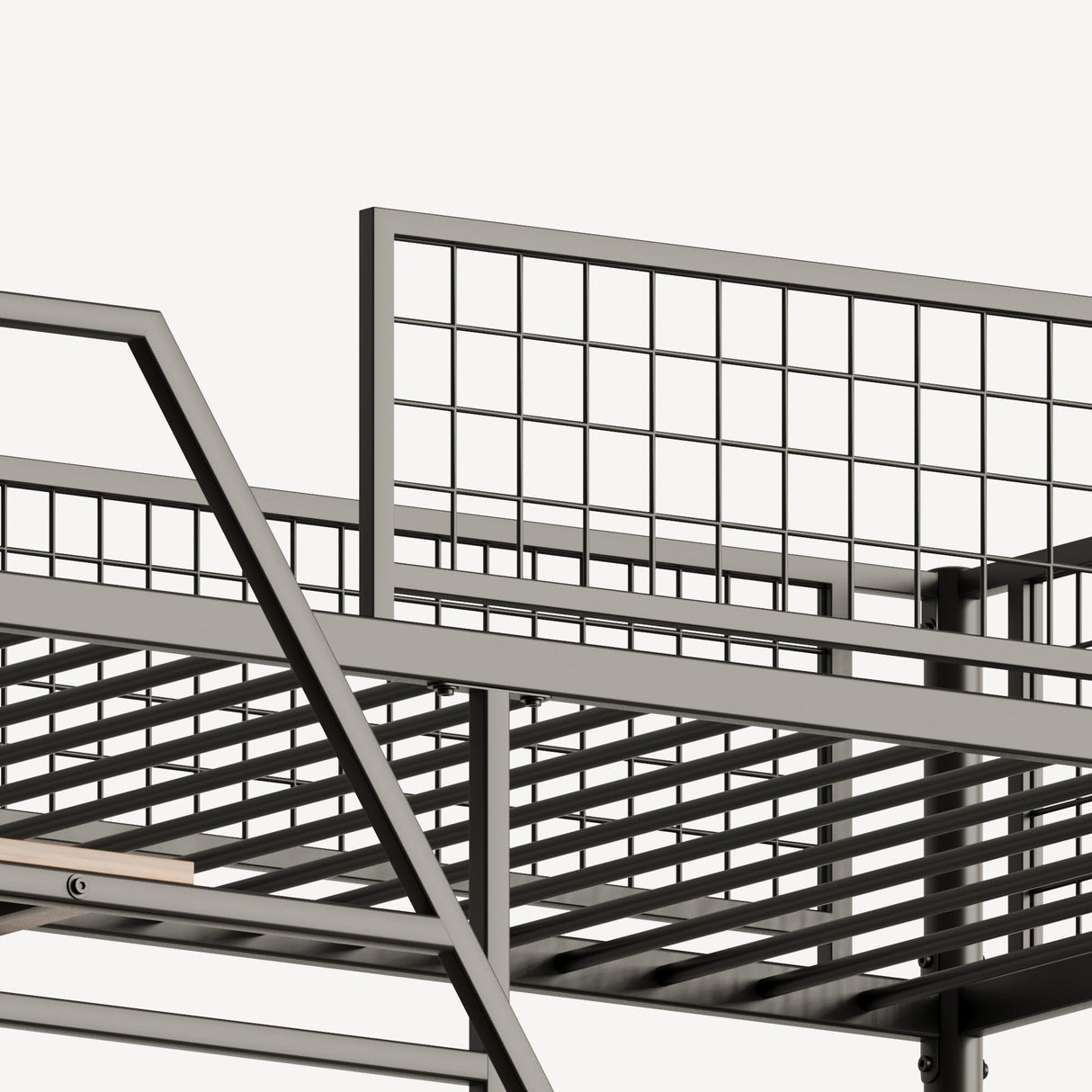 LUMISOL Full Size Metal Loft Bed, Heavy Duty Metal Loft Bed Frame with Staircase, Built-in Charging Station and LED Lighting for Bedroom, Dormitory, Black LUMISOL