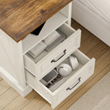 HOMMPA 18'' Farmhouse Nightstand with Charging Station, Bedside Tables with Storage, Bed Side End Table with Open Shelf, 2 Drawers Wood Night Stand Dresser for Bedroom, Living Room, Rustic White HOMMPA