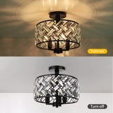 Frideko Home Semi Flush Mount 3-Light Crystal Ceiling Light - Black Kitchen, Bedroom, Hallway, Living Room, Dining Room Light Fixture FRIDEKO HOME