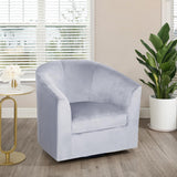 Ariana 360 Degree Swivel Barrel Chair Swivel Accent Chair for Living Room with Armrest Small Accent Chair for Home Barrel Chairs Chairs Living Room Gray Microfiber Naomi Home