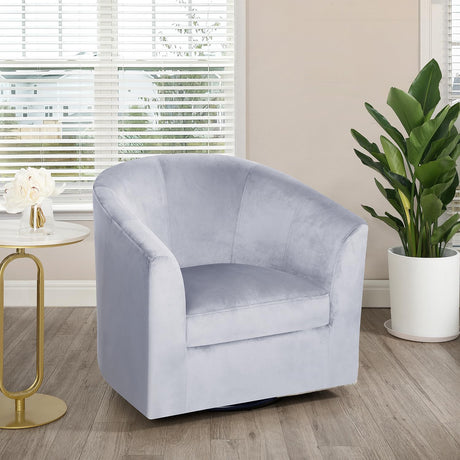 Ariana 360 Degree Swivel Barrel Chair Swivel Accent Chair for Living Room with Armrest Small Accent Chair for Home Barrel Chairs Chairs Living Room Gray Microfiber Naomi Home