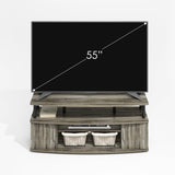 Furinno Jaya Large Entertainment Center Hold up to 55-in TV, Grey Oak/Black Furinno