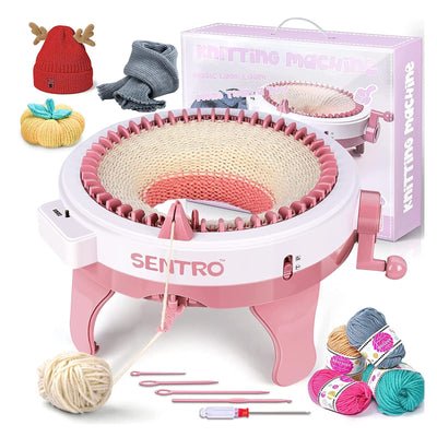 SENTRO Knitting Machine, 48 Needles Smart Knitting Crochet Machine with Row Counter for Adults and Beginners, Knitting Board Rotating Double Loom, Weaving Loom Machine Kit for Christmas New Year Gifts