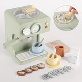 Pithfor Kids Wooden Coffee Maker Toy with Grinder, Pretend Play Kitchen Appliances & Accessories Toy Gift for Kids Toddlers Boys Girls Pithfor