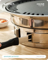 Baffect BBQ Charcoal Grill, 13.7 inch Non-stick Stainless Steel Korean Barbecue Grill, Portable Charcoal Stove for Outdoors Camping Picnic and Indoor Party Cooking Baffect