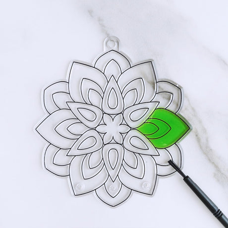 Winlyn 24 Sets Lotus Flower Suncatcher Wind Chimes Decorations DIY Window Paint Art Stickers Craft Kits Flower Sun Catchers for Kids Classroom Birthday Spring Summer Party Activities Art Project Winlyn