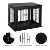 PawHut Dog Crate Furniture, Small Dog Cage End Table with Two Opening Sides, Lockable Door, Puppy Kennel Indoor, Cute and Decorative, Black PawHut