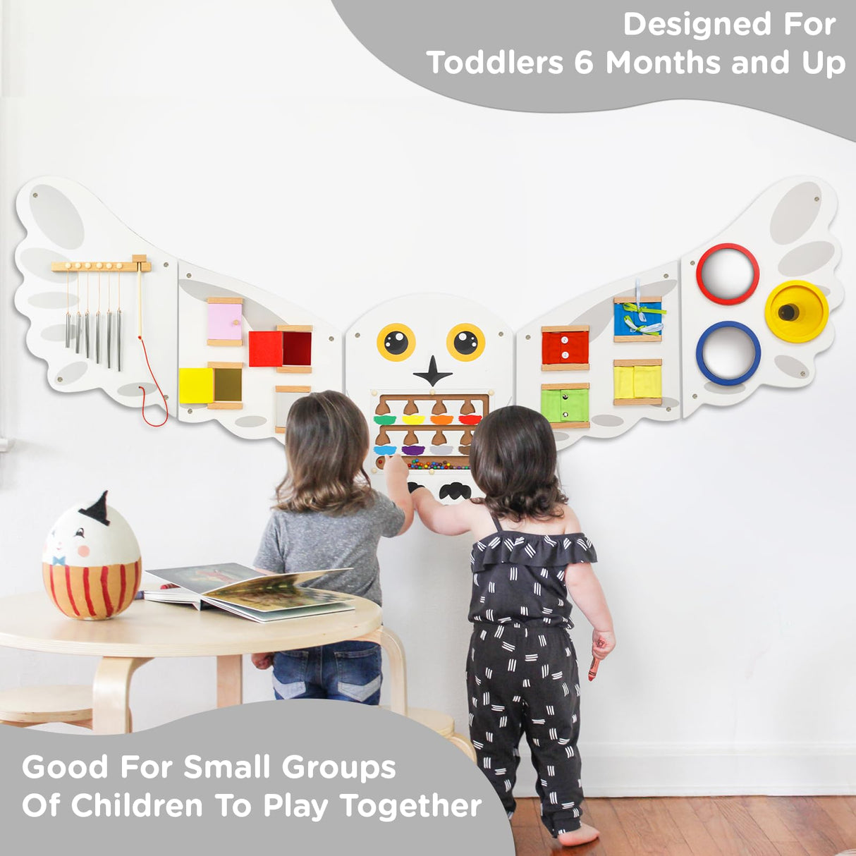 Monläurd® Owl Montessori Busy Board,Sensory Board,Educational Toys,Activity Cube,Wall Toys,Daycare Furniture,Playroom Furniture,Interactive Toys,Wooden Toys,Learning Toys,Boys and Girls 6 M+ Monläurd