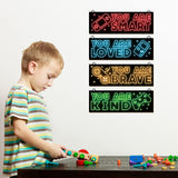 YLOLUL 4pcs Neon Game Art Prints, Wood Wall Art Decor for Boys Room, Gamer Decorations, Inspirational Quote Wall Decor, Modern Home Decor, 12 x 4 Inch, Red YLOLUL