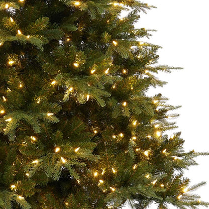 Naomi Home 9ft Christmas Tree with Lights, Realistic Fir Christmas Tree Prelit with 2532 Branch Tips, 900 Warm Lights and Metal Stand, Aritificial Christmas Tree, Árbol De Navidad