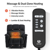 MCombo Large-Wide Dual Motor Power Lift Recliner Chair, Massage and Dual Heating for Elderly People, Infinite Position, Fabric R7166 (Black) MCombo