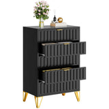 YITAHOME Fluted Dressers, 5 Drawer Dressers & Chests of Drawers, Metal Modern Dresser for Room, Entryway, Hallway, Black YITAHOME