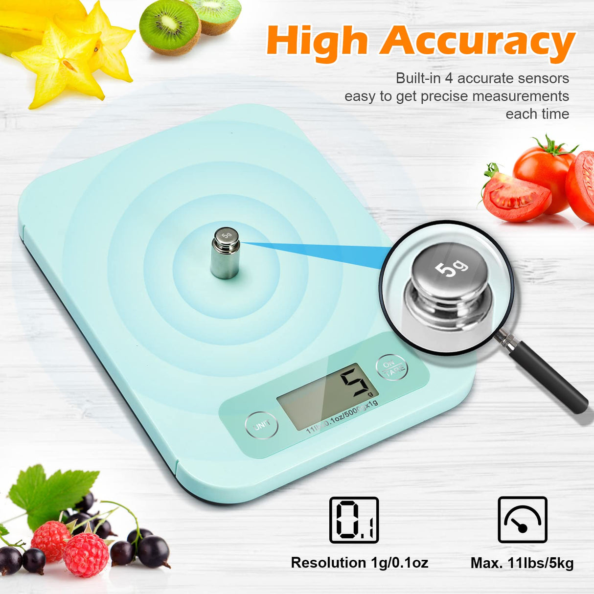 Smart Food Scales for Kitchen - Digital Food Scale with Nutritional Calculator Analysis App, Food Weight Scale Grams and Ounces, Food Scale for Weight Loss, Calories Counting, Meal Prep 0.1oz URAMAZ