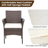 RELAX4LIFE Wicker Patio Chairs Set of 4, Indoor Outdoor PE Rattan Armchairs w/Cane Back, Seat Cushions for Bistro Porch Poolside, 360LBS Weight Capacity, 4 Pack Outdoor Dining Chairs (4, Brown+Beige) RELAX4LIFE