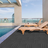 Cozurra Deck Tiles, 44 PCS Interlocking Deck Tiles, 12"x12" Waterproof Plastic Outdoor Flooring Patio Tiles for Balcony, Backyard, Indoor & Outdoor Use, All-Weather Patio Flooring, Dark Gray, 44 sq.ft Cozurra