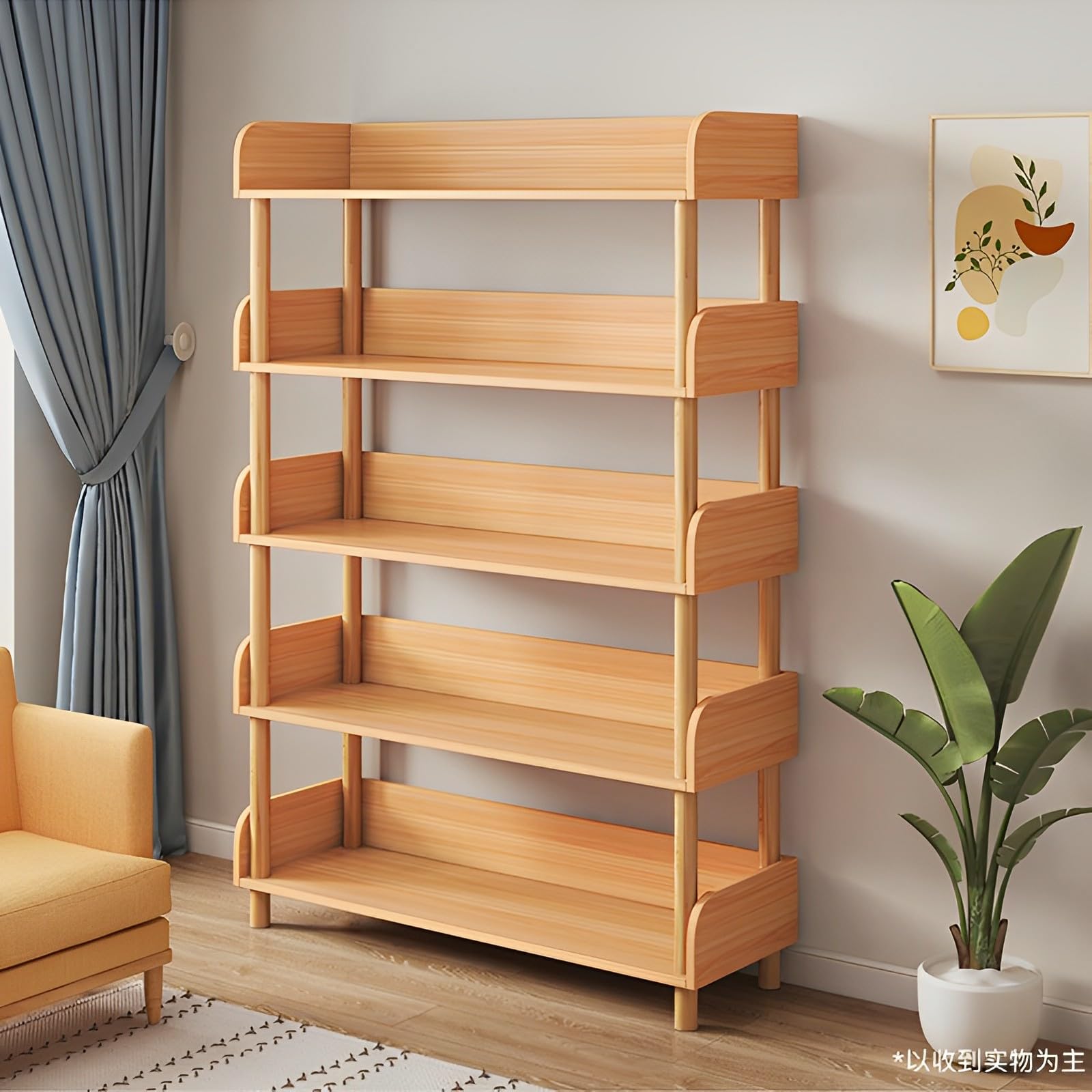 Modern 5-Tier Wooden Bookcase with Solid Oak Frame and User-Friendly Design for Home and Office - WoodArtSupply