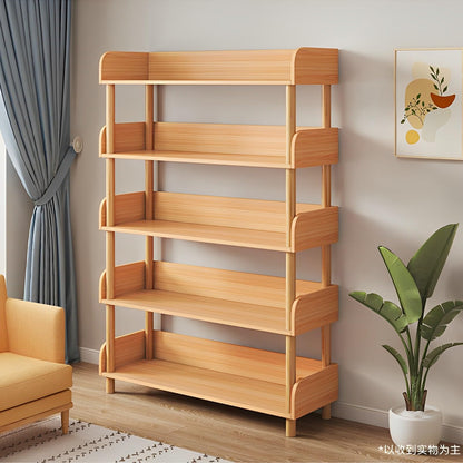 Modern 5-Tier Wooden Bookcase with Solid Oak Frame and User-Friendly Design for Home and Office - WoodArtSupply