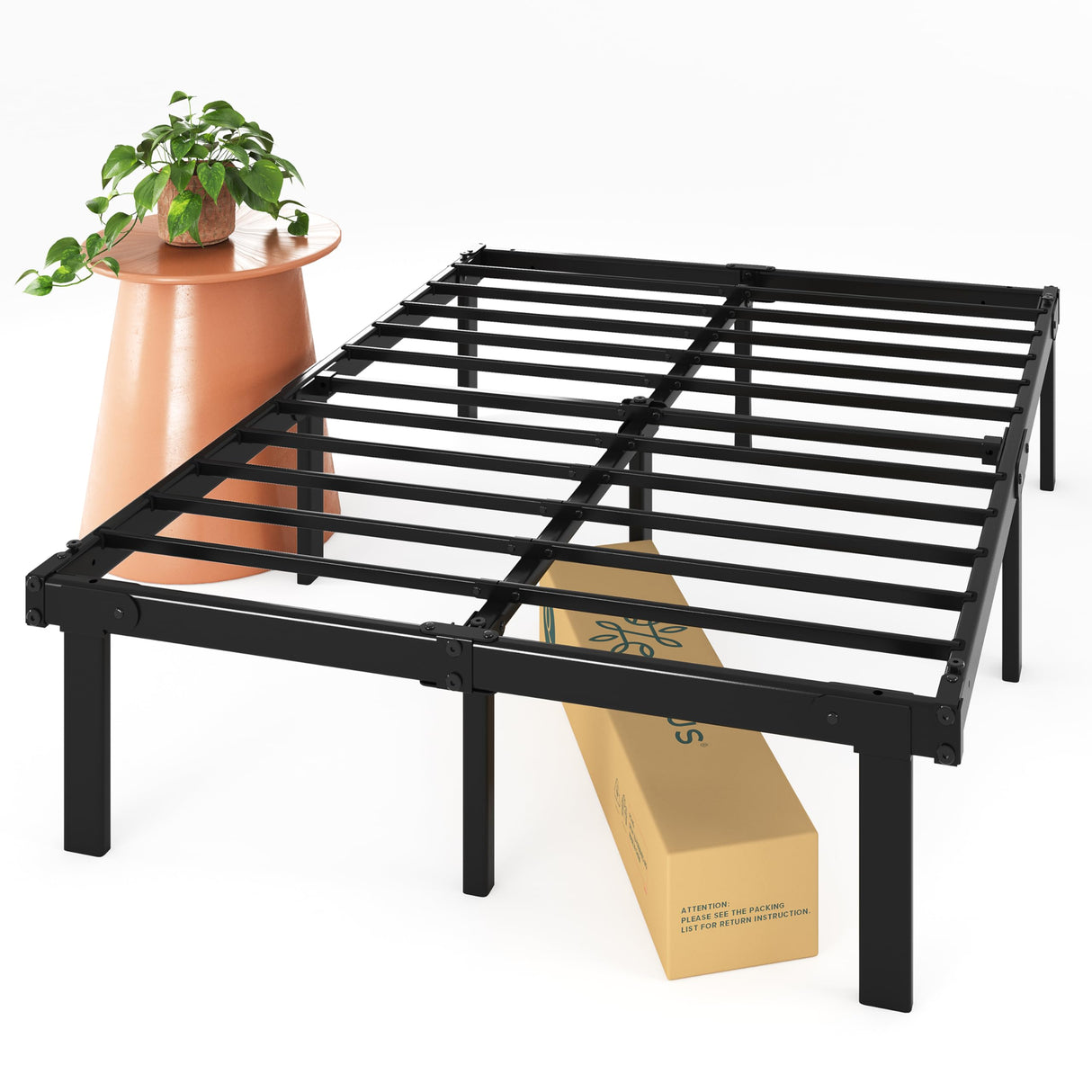 ZINUS Caleb 14 Inch Metal Platform Bed Frame, Foldable Steel Frame, No Box Spring Needed, Easy Assembly, King ZINUS