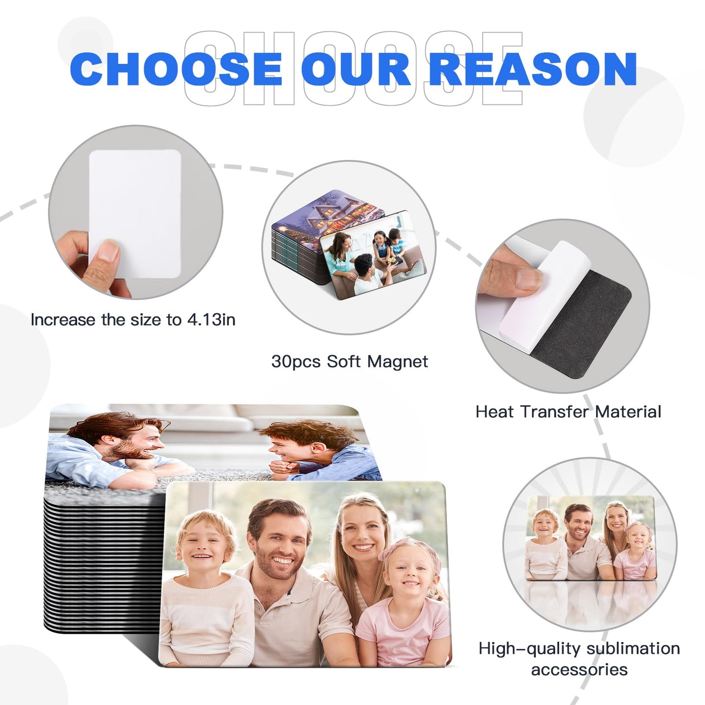 Guiqulai 30PCS Sublimation Magnet Blanks 4x3 inch, DIY Sublimation Refrigerator Magnet Personalized Sublimation Blanks Bulk Decorative Sublimation Magnets for Home Fridge Microwave Oven Door