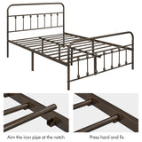 Yaheetech Classic Metal Platform Bed Frame Mattress Foundation with Victorian Style Iron-Art Headboard/Footboard/Under Bed Storage No Box Spring Needed Bronze Full Size Yaheetech