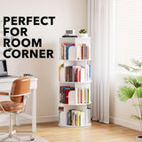 SpaceAid Cross Style 4 Tier Rotating Bookshelf, Spinning 360 Bookcase Lazy Susan Tower, Vertical Revolving Books Shelf Storage Round Carousel Space Saving Organizer, White SpaceAid