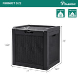 YITAHOME 32 Gallon Rattan Deck Box, Indoor Outdoor Storage Box for Patio Furniture, Pool Accessories, Cushions, Garden Tools, Sports Equipment, Waterproof Resin with Lockable Lid & Side Handles, Black YITAHOME