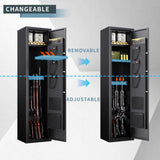 6 Gun Safe for Rifles and Pistols No Assembly Required With 3 Pistol Pouches for Home Security Quick Access via Biometric Lock Gun Safes with Adjustable Gun Rack for Shotguns (52"H x 11"D x 12"W) AOJUFEO